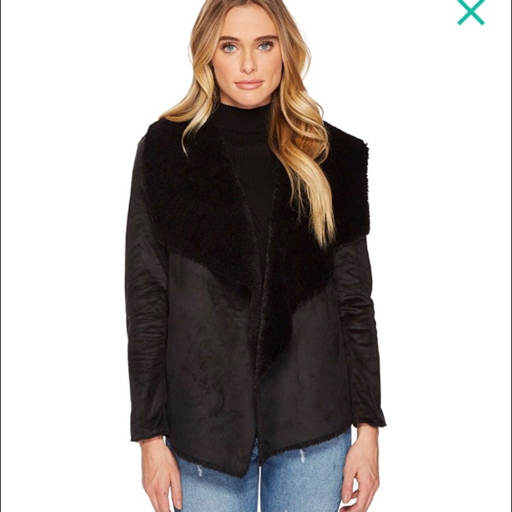 BB Dakota Black suede and furry jacket